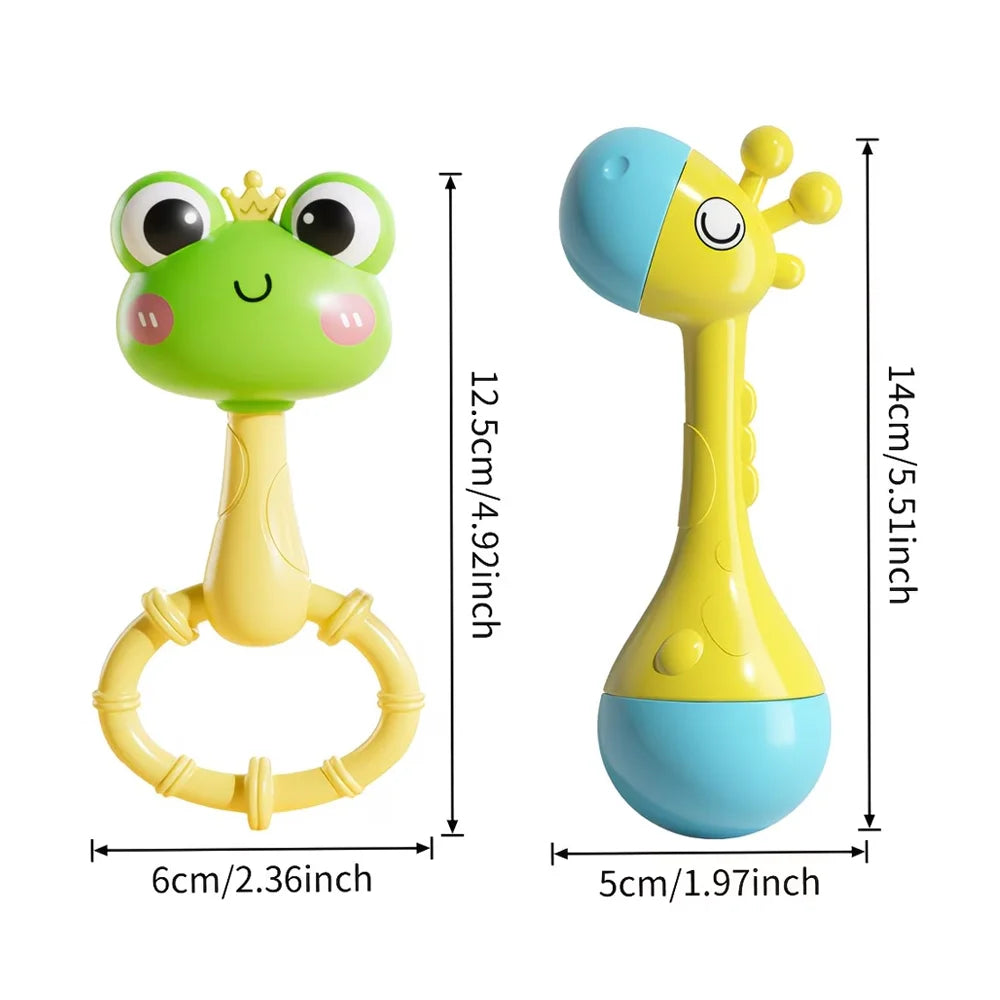Baby Animal Rattle & Teether Toy – Montessori, Music Sound, Newborn Gift