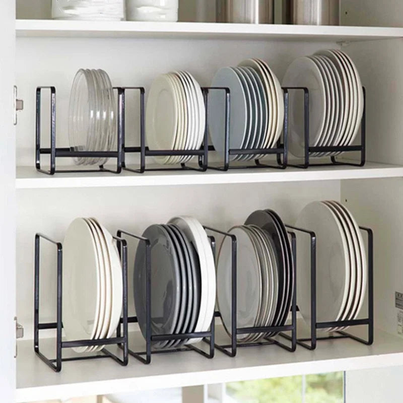 Iron Countertop Dish & Plate Drain Rack – Cabinet Dish Storage & Dinner Plate Organizer