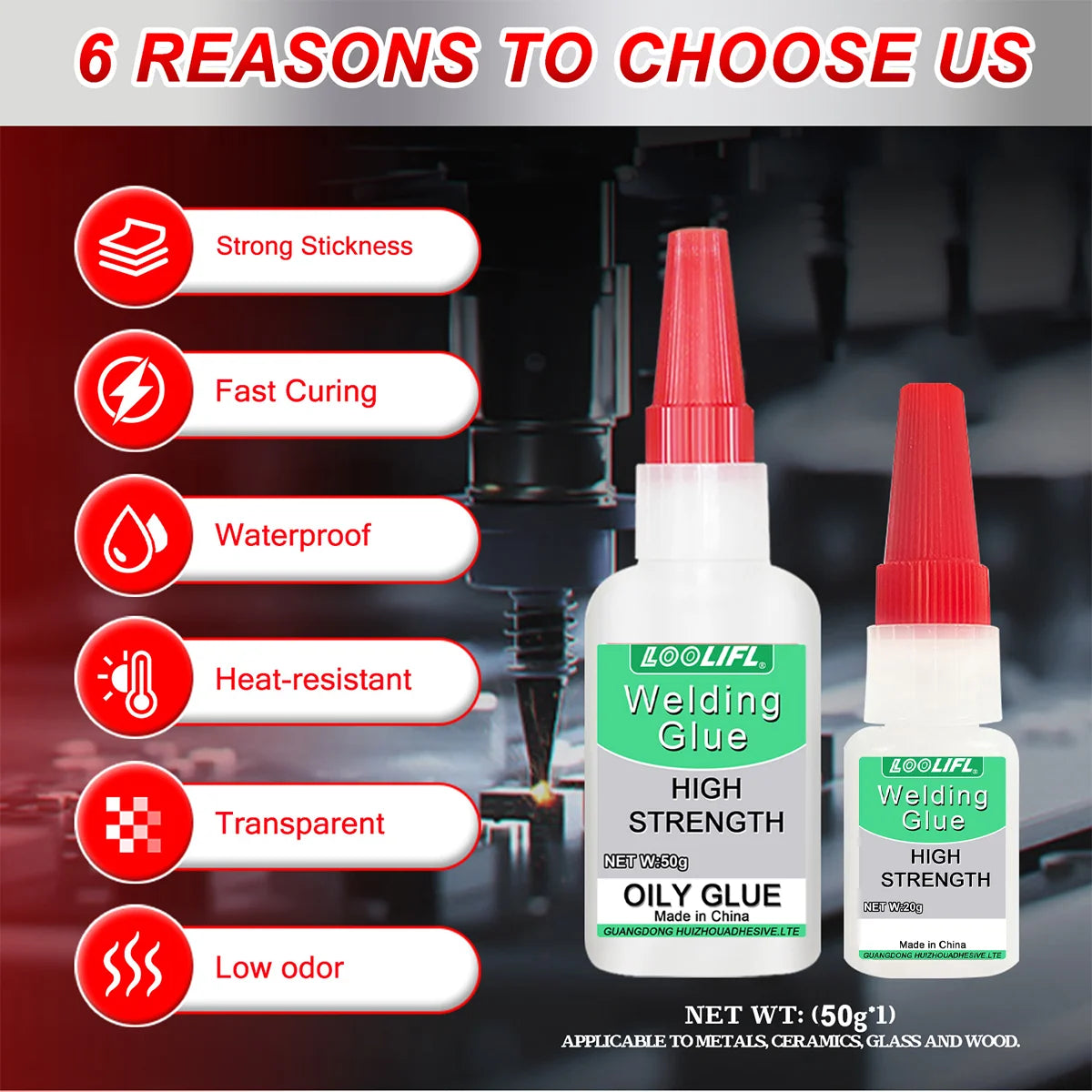 Loolifl High-Strength Super Adhesive Glue – 50g, for Resin, Ceramic, Metal & Glass