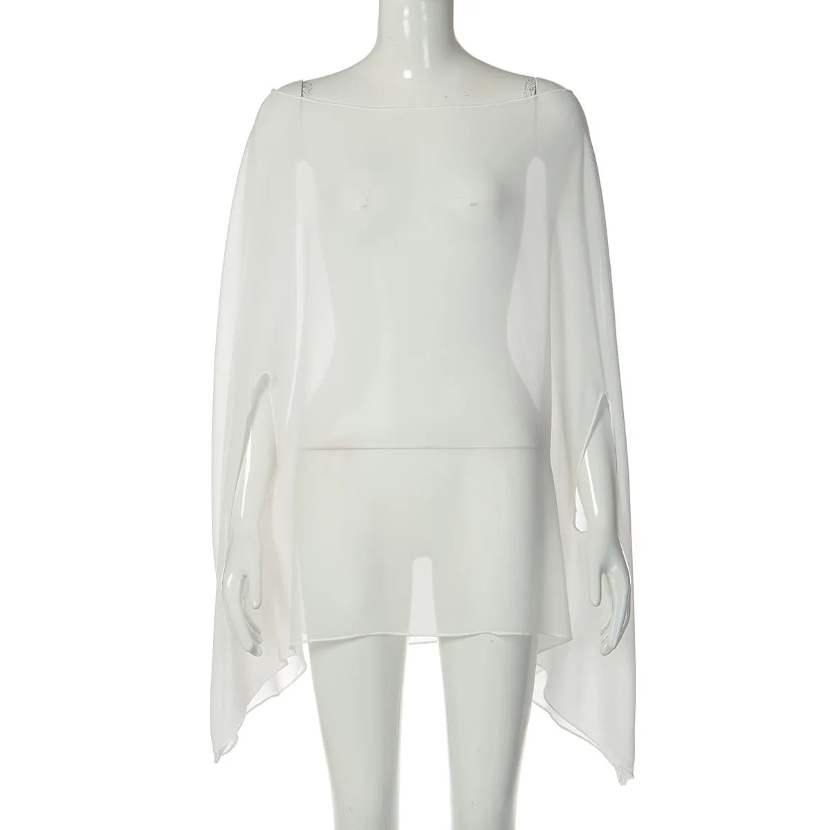 Women’s Sheer Chiffon Blouse Cover-Up Top – Sexy, Elegant, White & Black, Night Club