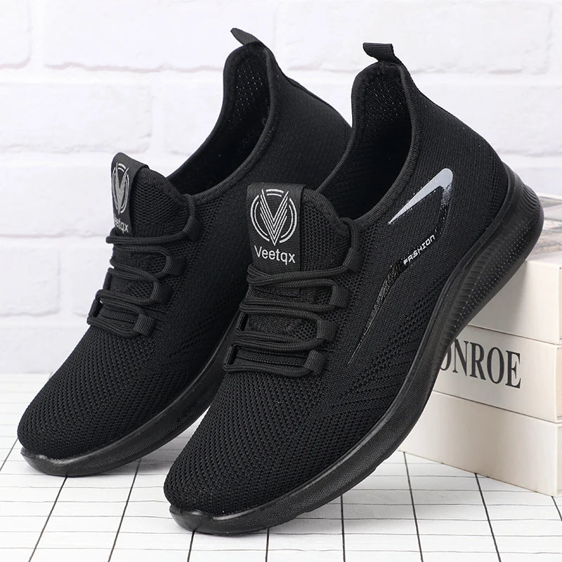 Men’s Solid Color Lace-Up Casual Shoes – Lightweight, Everyday Comfort