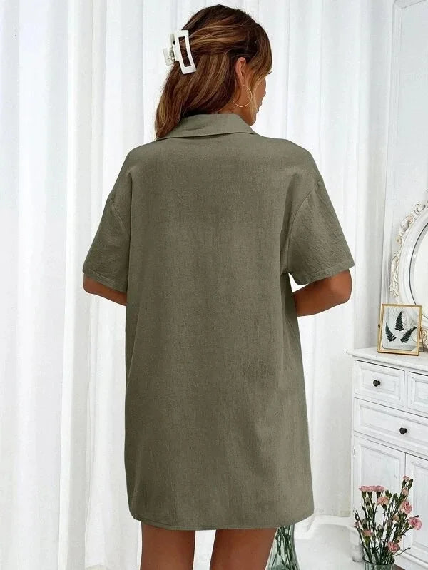 Women’s Cotton Button Shirt & Shorts Pajama Set – Casual 2-Piece, 6 Colors, Sizes S–XL