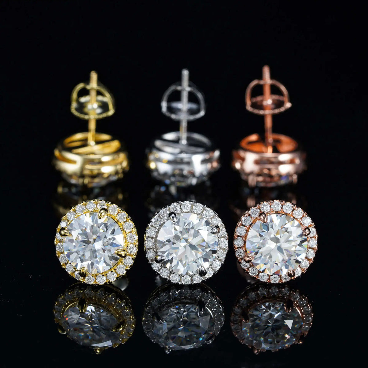 925 Sterling Silver Moissanite Stud Earrings – 4–11mm, Engagement & Wedding, Women’s Gift