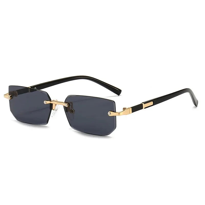Rimless Rectangle Blue Light Blocking Sunglasses – Unisex, Square Frame, UV Protection