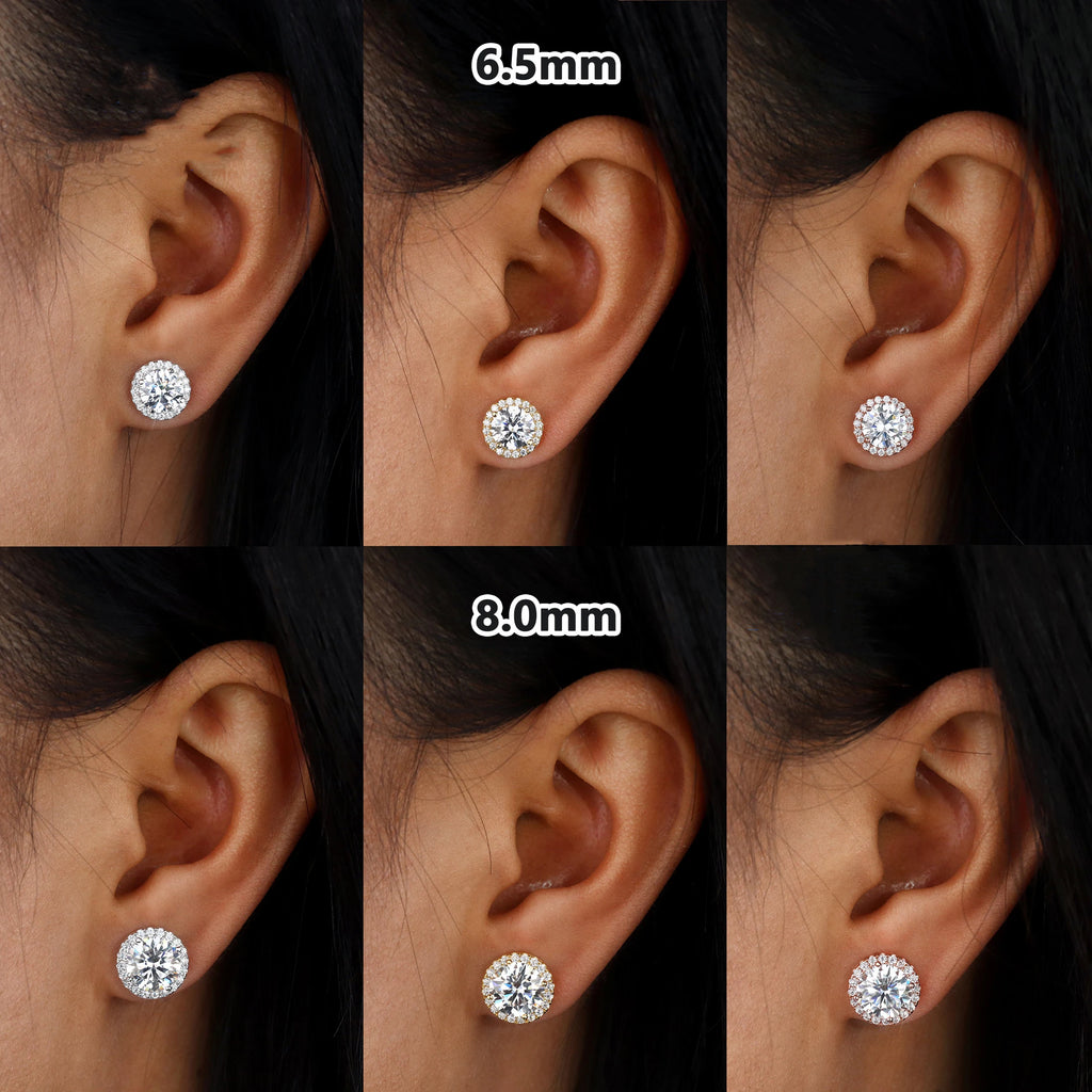 925 Sterling Silver Moissanite Stud Earrings – 4–11mm, Engagement & Wedding, Women’s Gift