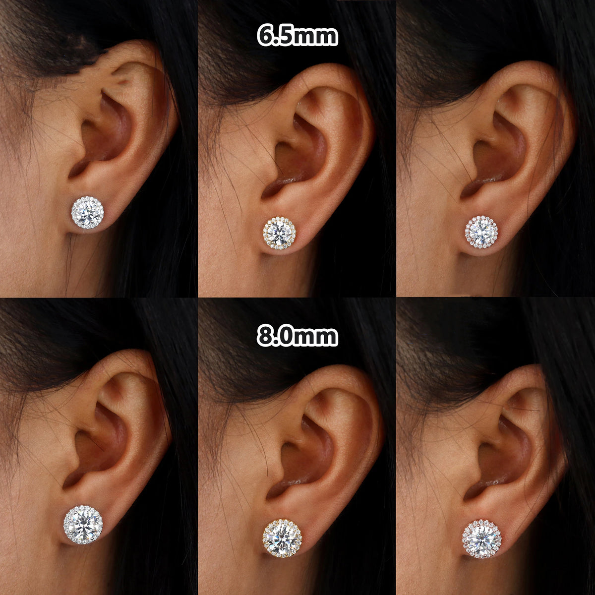 925 Sterling Silver Moissanite Stud Earrings – 4–11mm, Engagement & Wedding, Women’s Gift