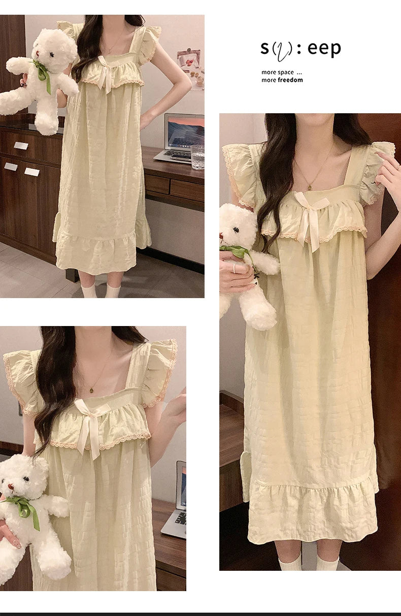 Women’s Cotton Slip Dress with Built-In Chest Pad – Lightweight Sleepwear, Sizes M–XXL