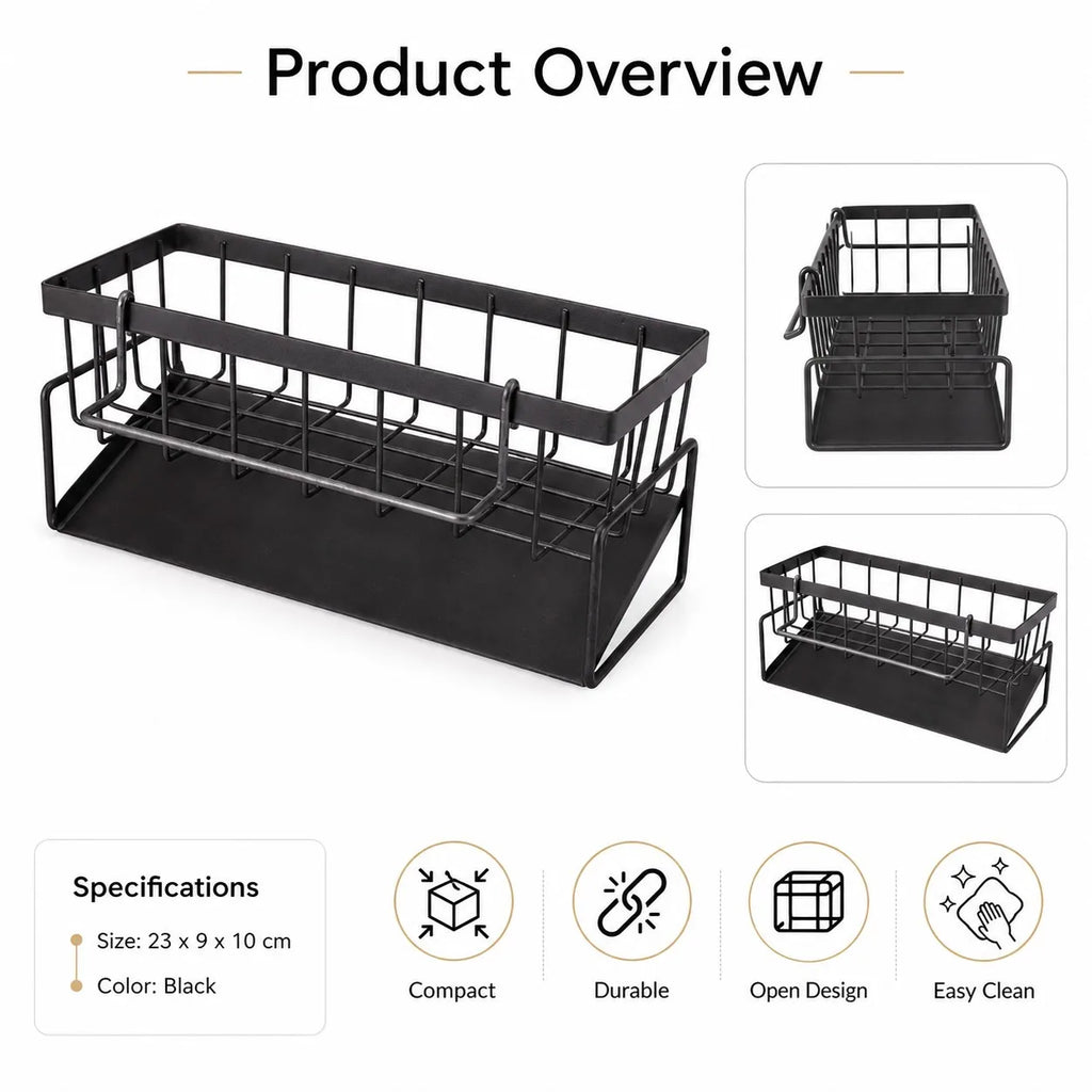 Kitchen Sink Sponge & Soap Drain Rack Organizer – Flexible Faucet Holder, Towel Shelf