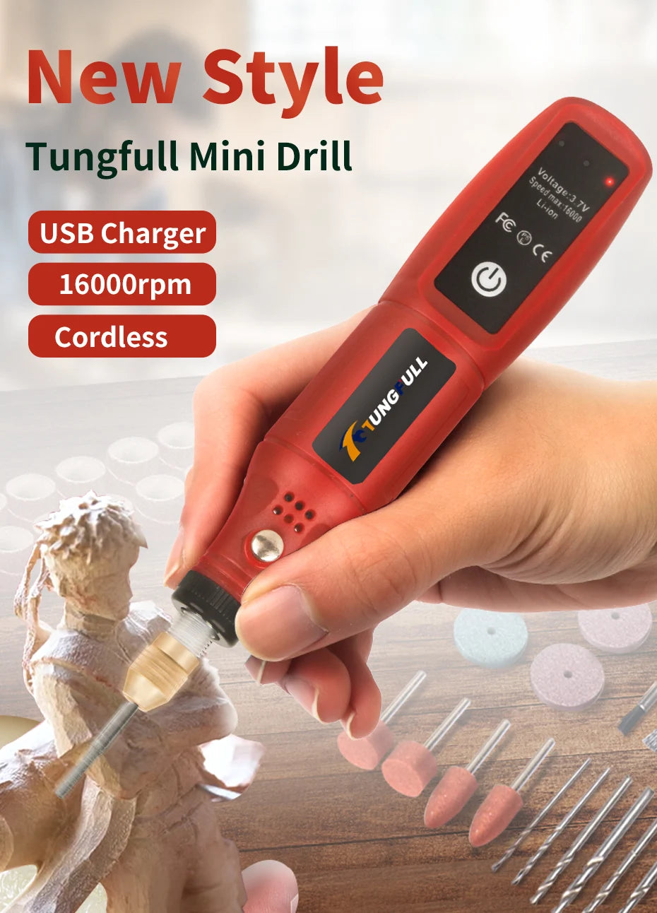 USB Rechargeable Cordless Electric Engraving Pen – Rotary Tool for Jewelry, Glass & More
