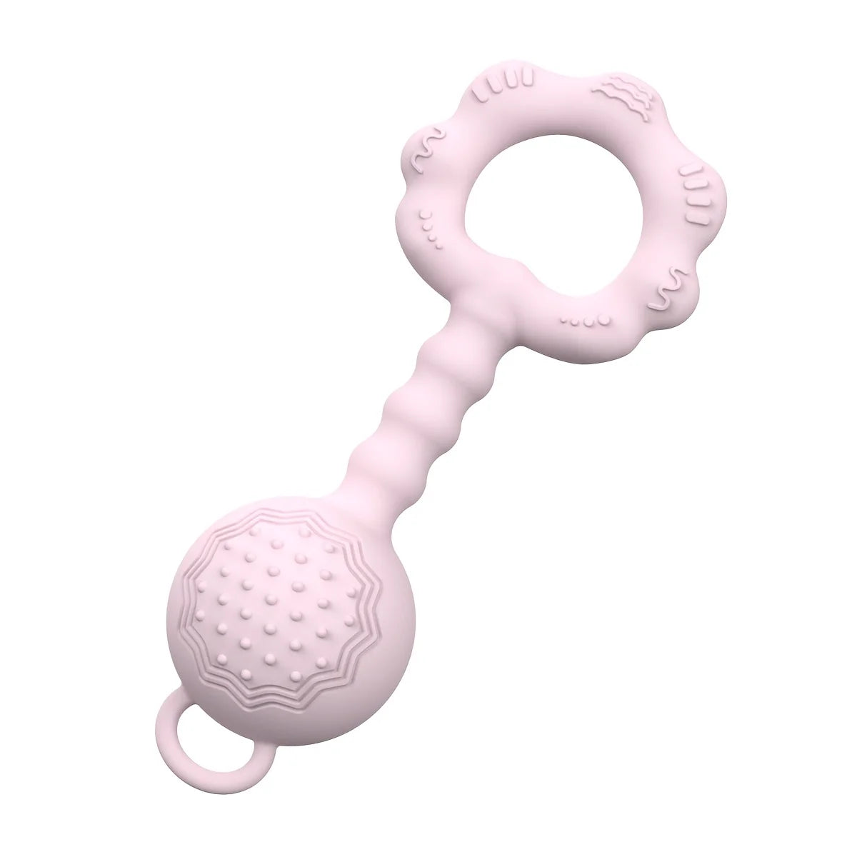 2-in-1 Silicone Baby Rattle & Teether Ring – Soft Soothing, Massage Dots, Newborn Toy