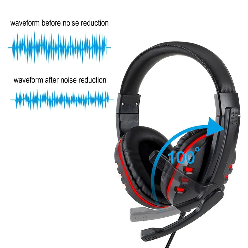 3.5mm Wired Gaming Headset – Stereo Sound, Over-Ear Headphones with Microphone