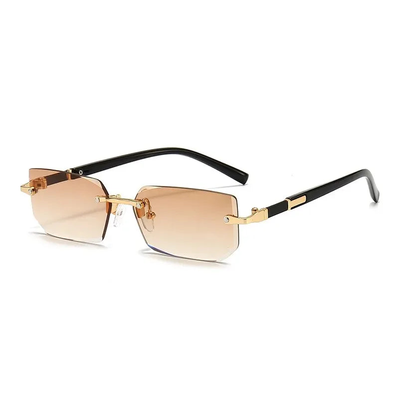 Rimless Rectangle Blue Light Blocking Sunglasses – Unisex, Square Frame, UV Protection