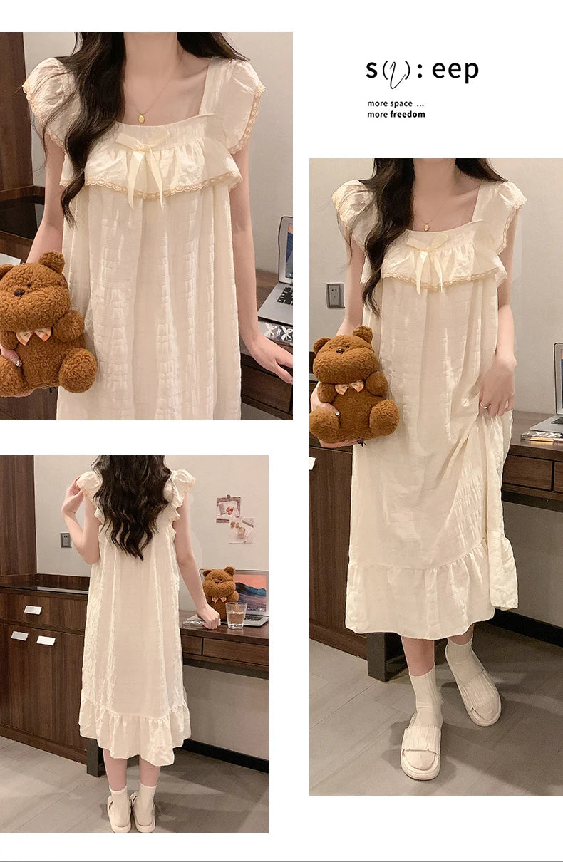 Women’s Cotton Slip Dress with Built-In Chest Pad – Lightweight Sleepwear, Sizes M–XXL