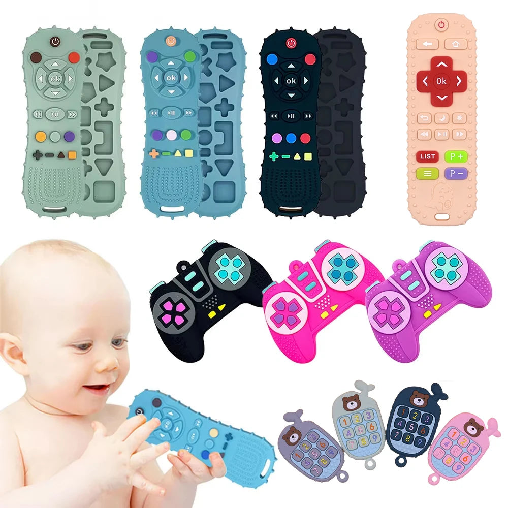 Montessori Baby Silicone Teether Sensory Toy – Remote Control Shape, Boys & Girls Gift