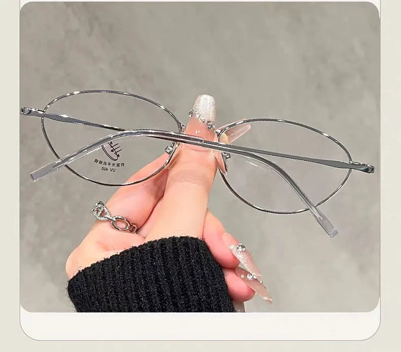 Anti-Blue Light Oval Metal Frame Reading Glasses – Ultra-Light, +0 to +4.00, Silver, Black & Gold