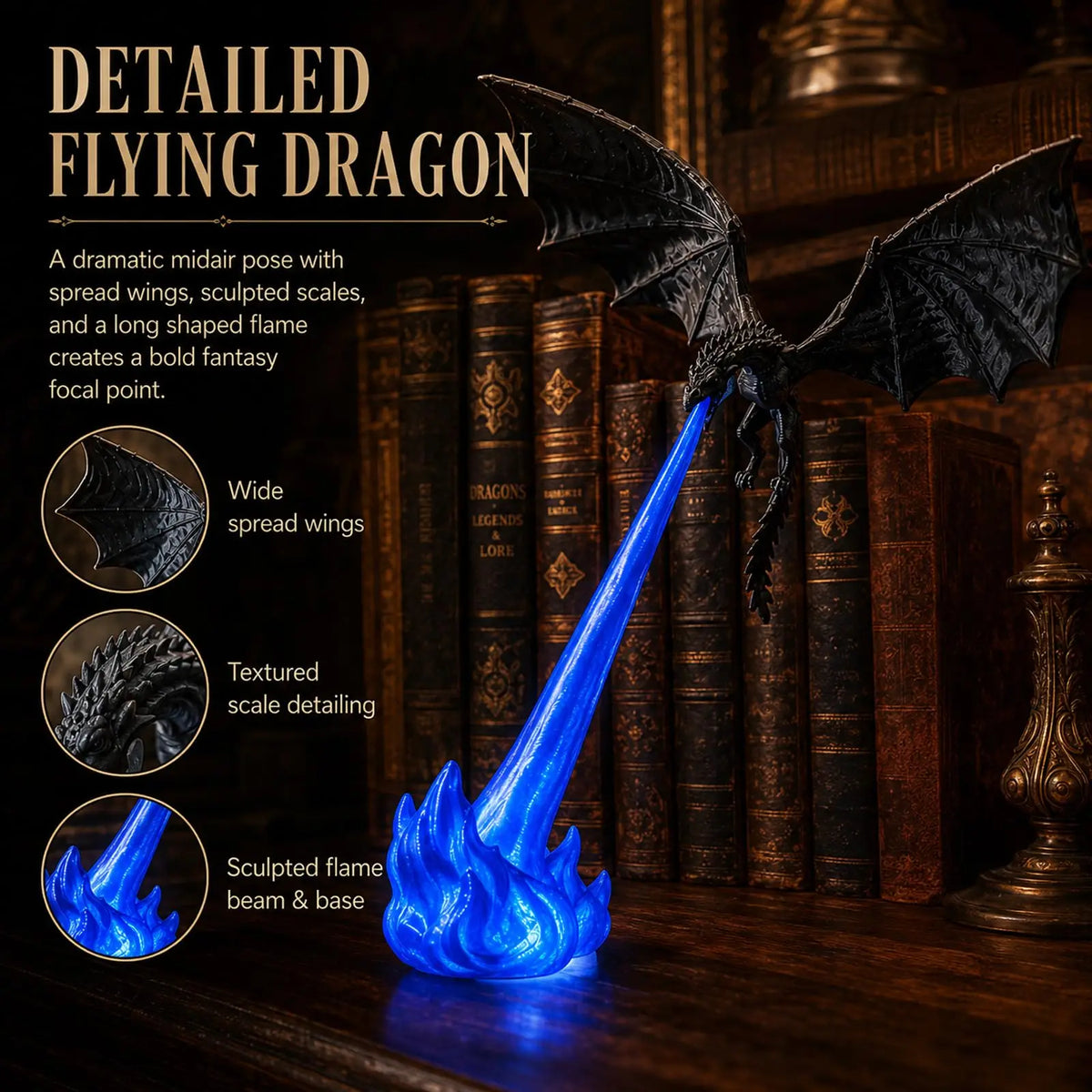 Dragon Flame LED Lamp, 3D Fantasy Accent Light