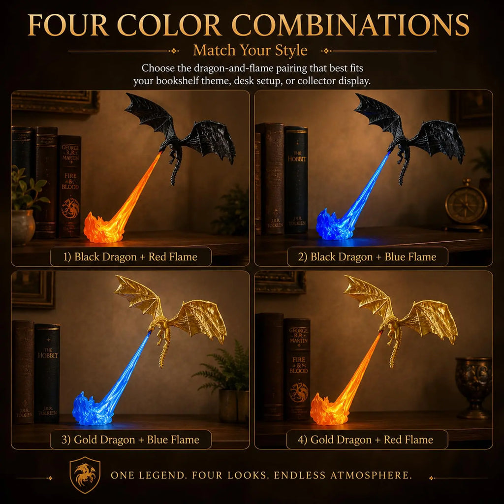 Dragon Flame LED Lamp, 3D Fantasy Accent Light