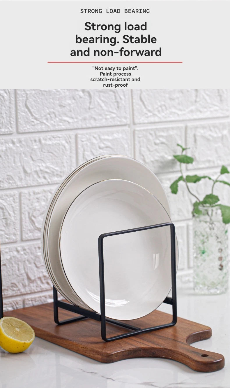 Iron Countertop Dish & Plate Drain Rack – Cabinet Dish Storage & Dinner Plate Organizer