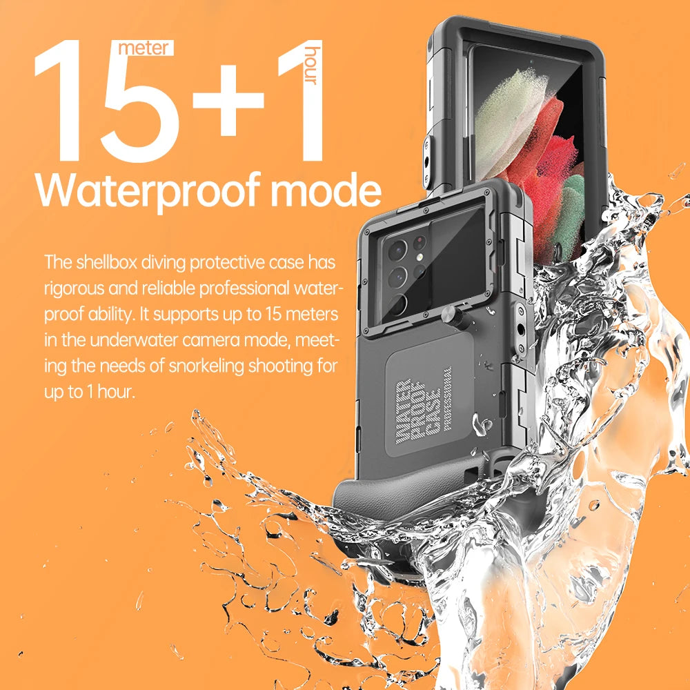 Shellbox IP68 Waterproof Phone Case – 15M/50ft Dive-Proof, 6.9 Inch, Multiple Colors