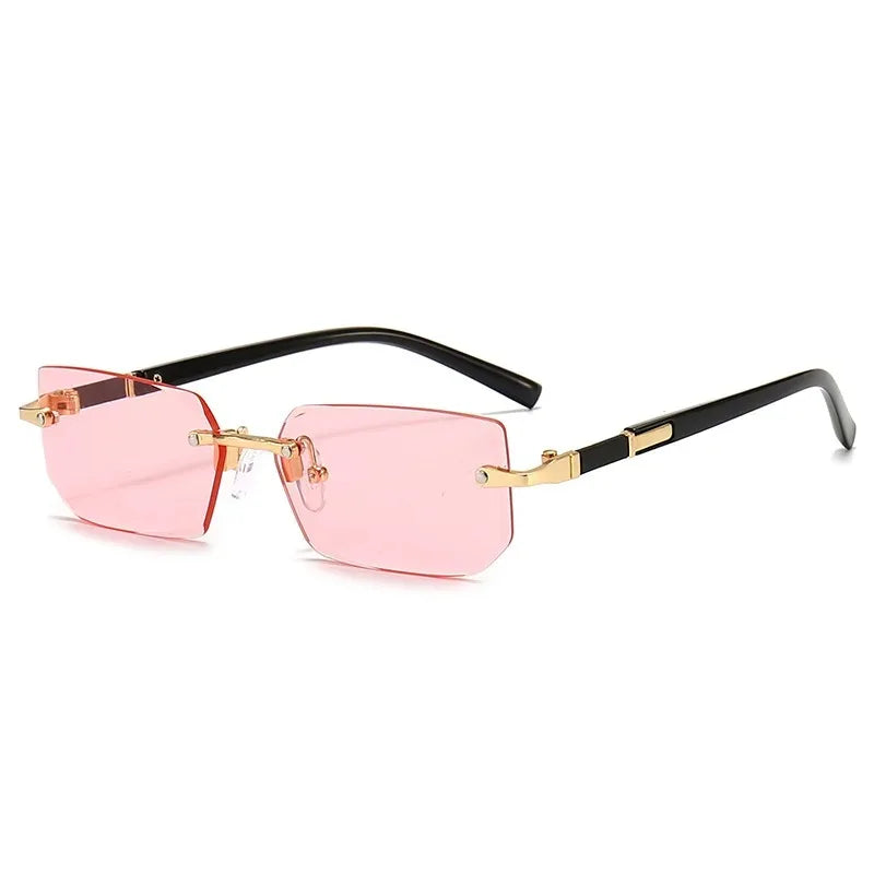 Rimless Rectangle Blue Light Blocking Sunglasses – Unisex, Square Frame, UV Protection