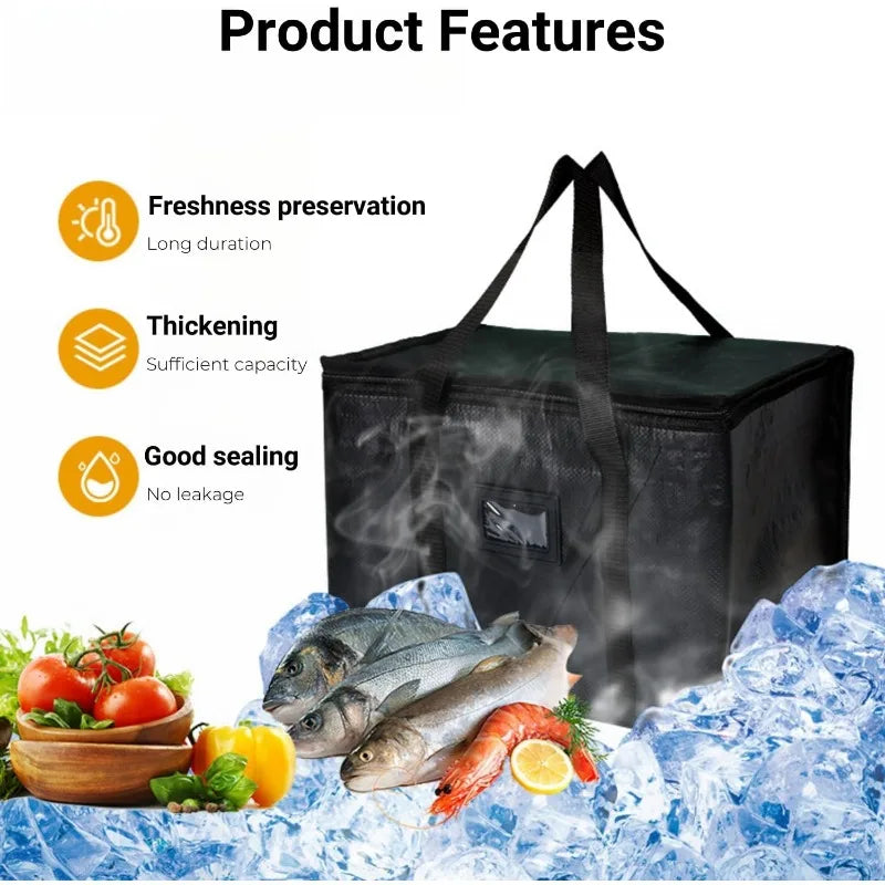 Large Insulated Food Delivery Bag – Foldable, Reusable, 16–70L, Thermal Cooler