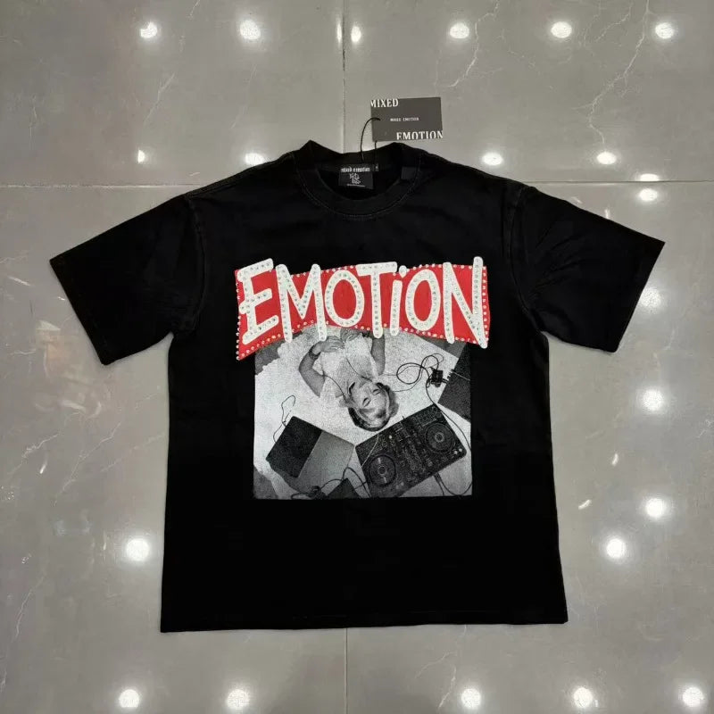 Mixed Emotion Rhinestone Oversized Cotton Tee