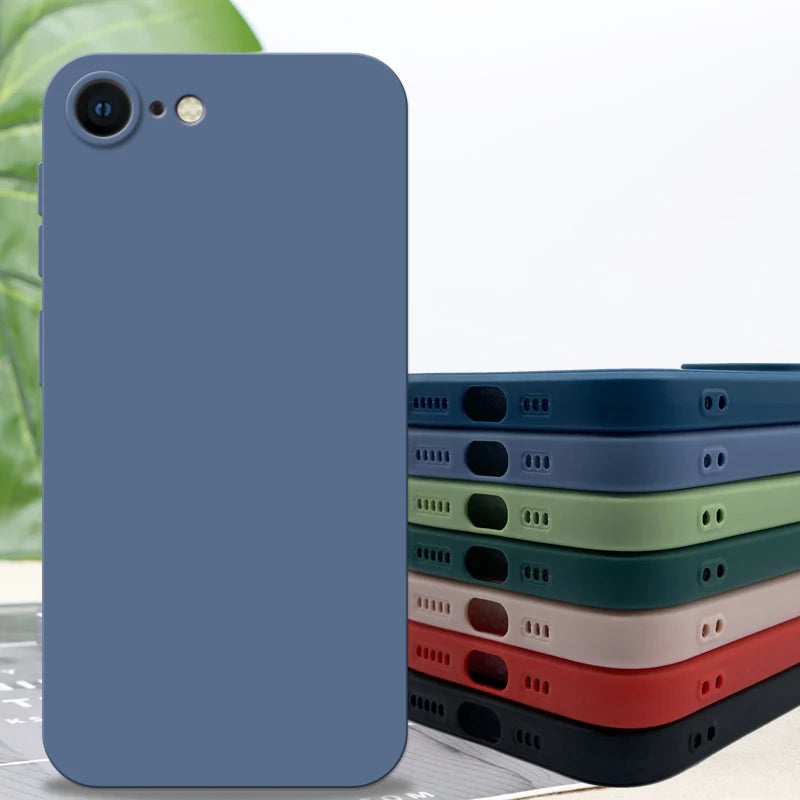 Shockproof Soft Silicone iPhone Case – For iPhone SE 2020/2022, 7, 8, 8 Plus, Luxury Liquid Cover