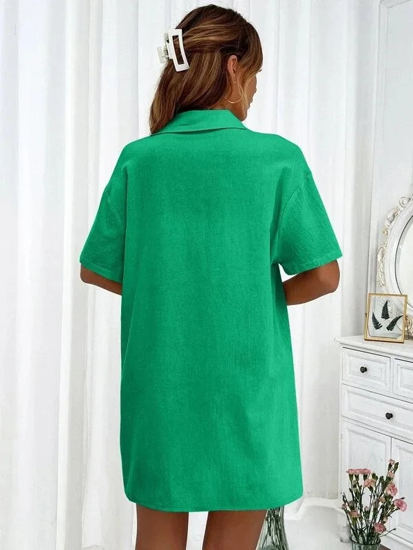Women’s Cotton Button Shirt & Shorts Pajama Set – Casual 2-Piece, 6 Colors, Sizes S–XL