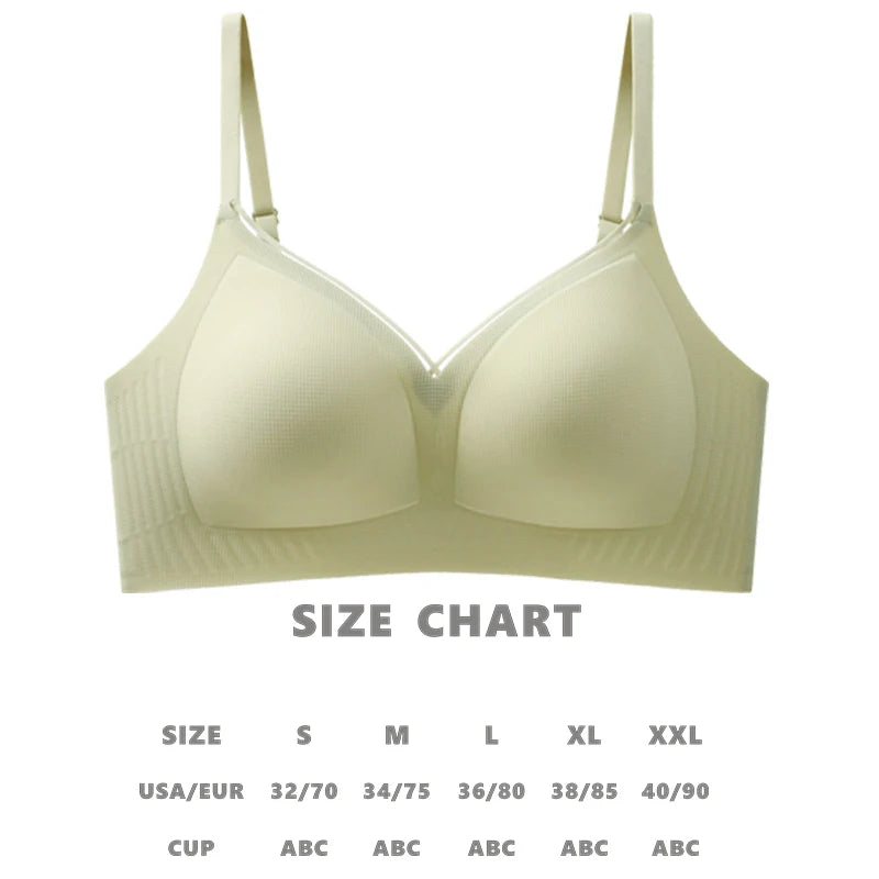 Women’s Seamless Wireless Gathering Bra – Adjustable, No Steel Ring, Sizes S–XXL