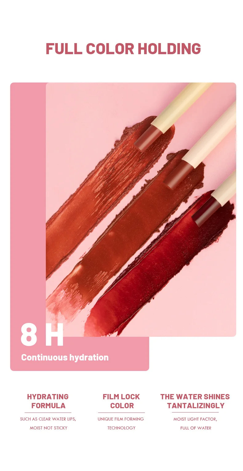Moisturizing Watery Lipstick – Hydrating Formula, 8 Colors, Gift for Women