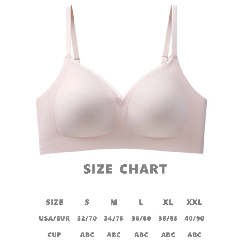 Women’s Seamless Wireless Gathering Bra – Adjustable, No Steel Ring, Sizes S–XXL