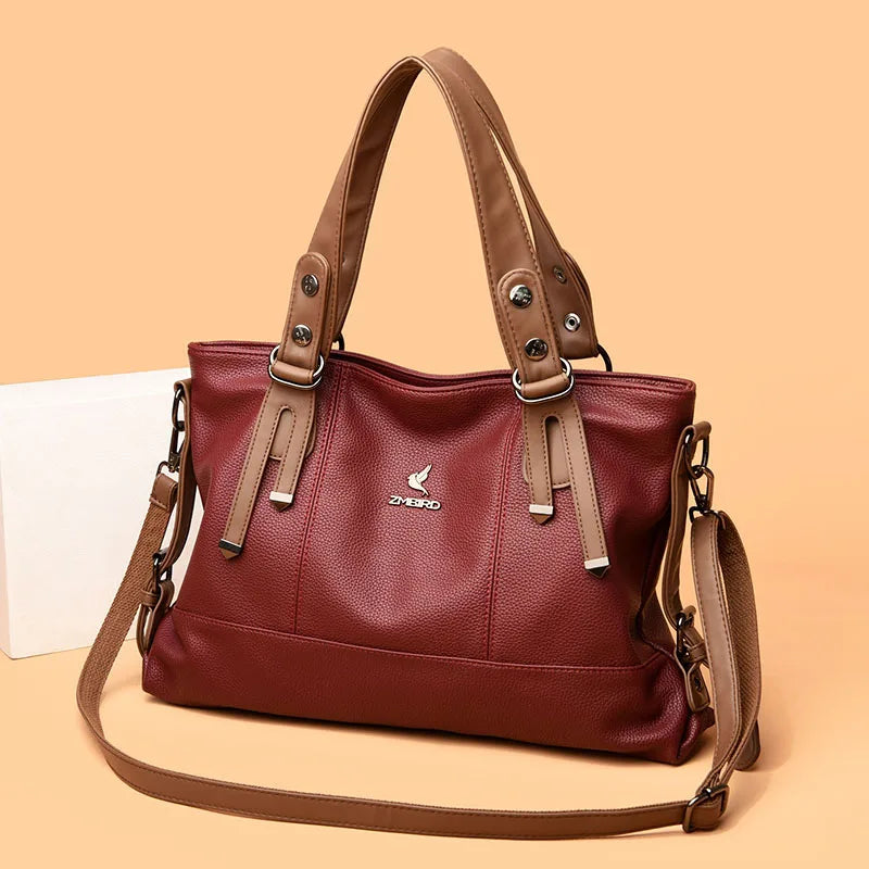 Women’s Genuine Cowhide Leather Crossbody Handbag – Large Capacity Shoulder Messenger Bag