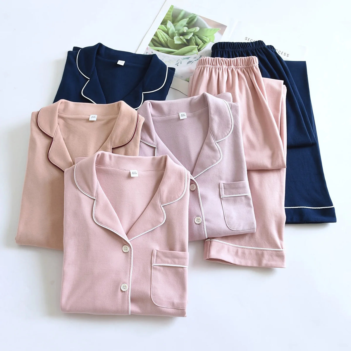 Women’s Thick Cotton Long Sleeve Pajama Set – Warm Homewear, 4 Colors, Sizes M–1XL