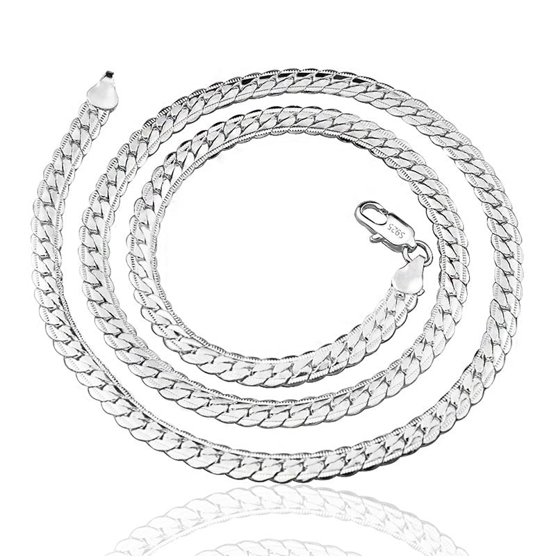18K Gold & Silver Sideways Chain Necklace – 6mm, 40–60cm, Men’s & Women’s