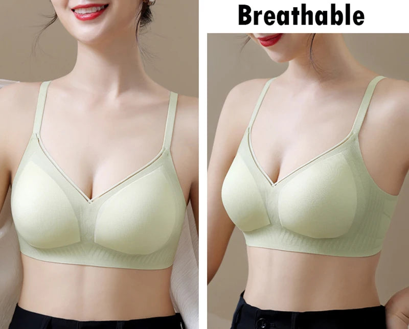 Women’s Seamless Wireless Gathering Bra – Adjustable, No Steel Ring, Sizes S–XXL