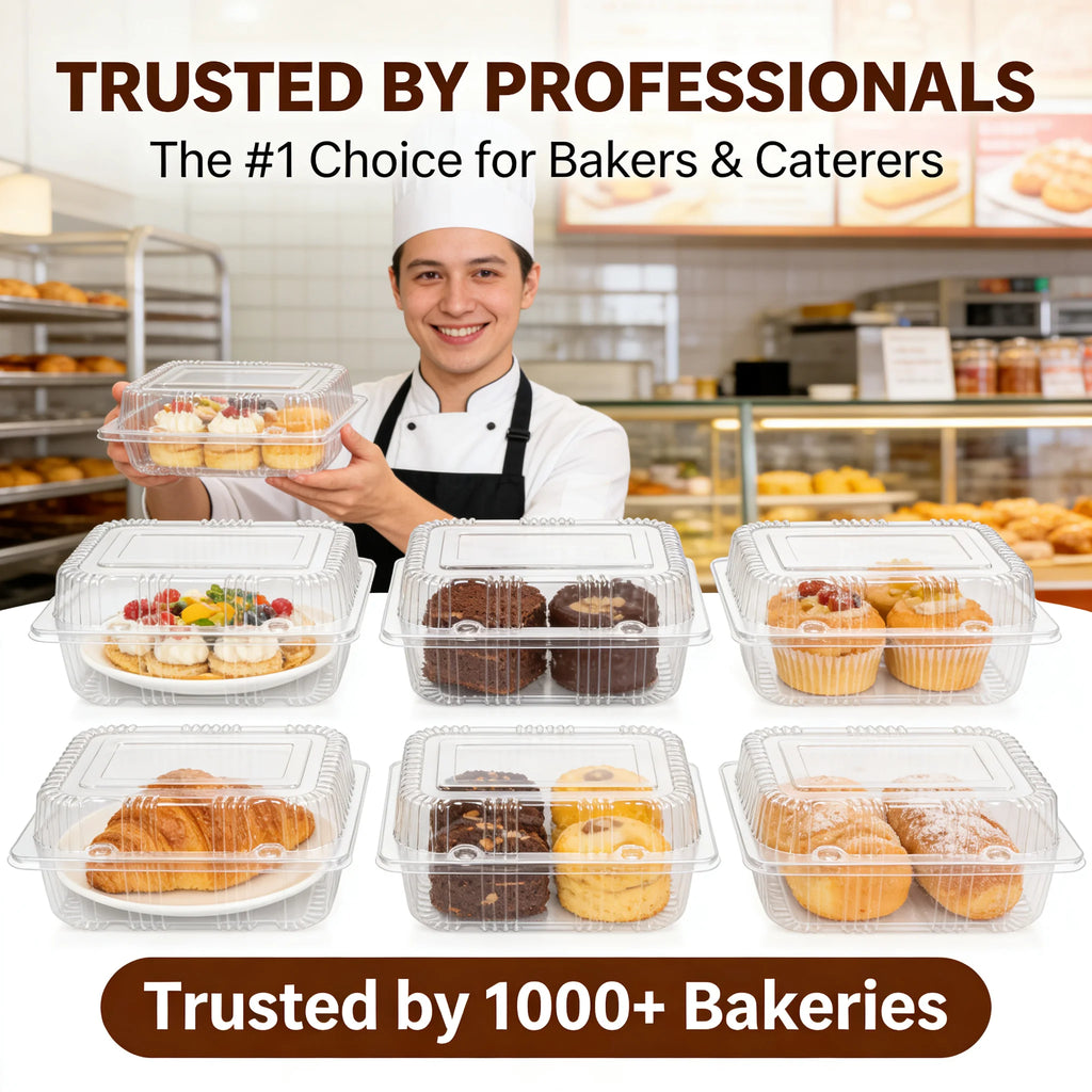 Clear Clamshell Food Containers for Takeout & Desserts