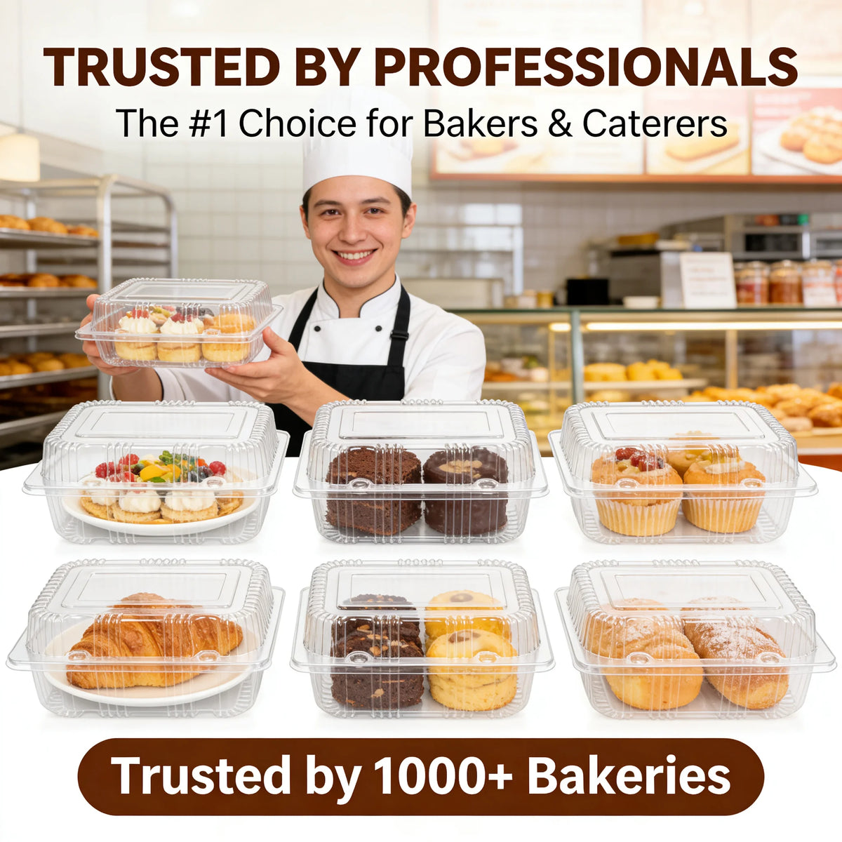 Clear Clamshell Food Containers for Takeout & Desserts
