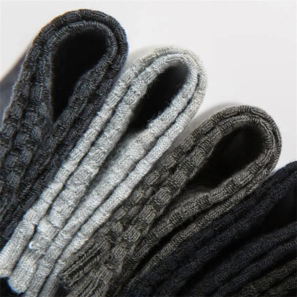 Men’s Bamboo Fiber Mid-Tube Socks – 8-Pack, Anti-Odor, Business & Sport, Black/Gray/Navy