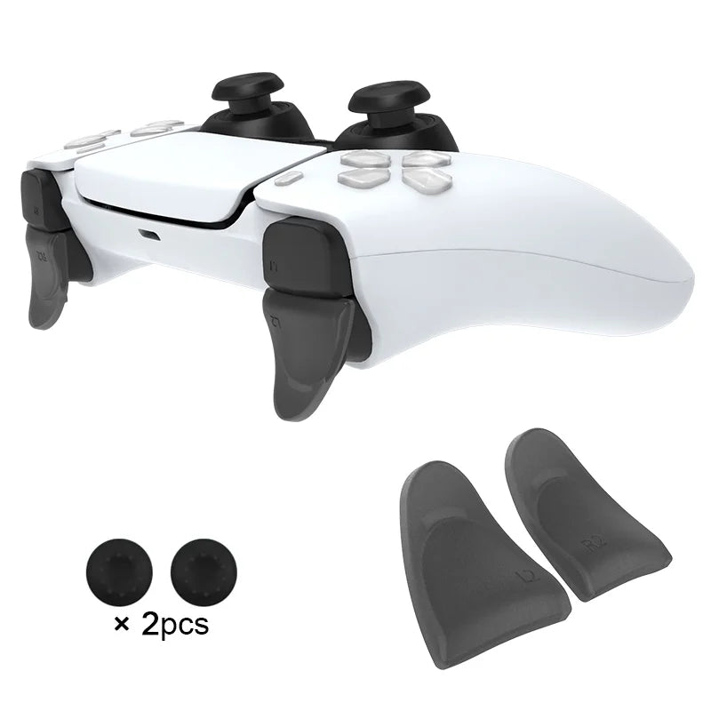 Data Frog PS5 Extended Trigger & D-Pad Key Cap Set – L2/R2 Extender, Transparent & Black