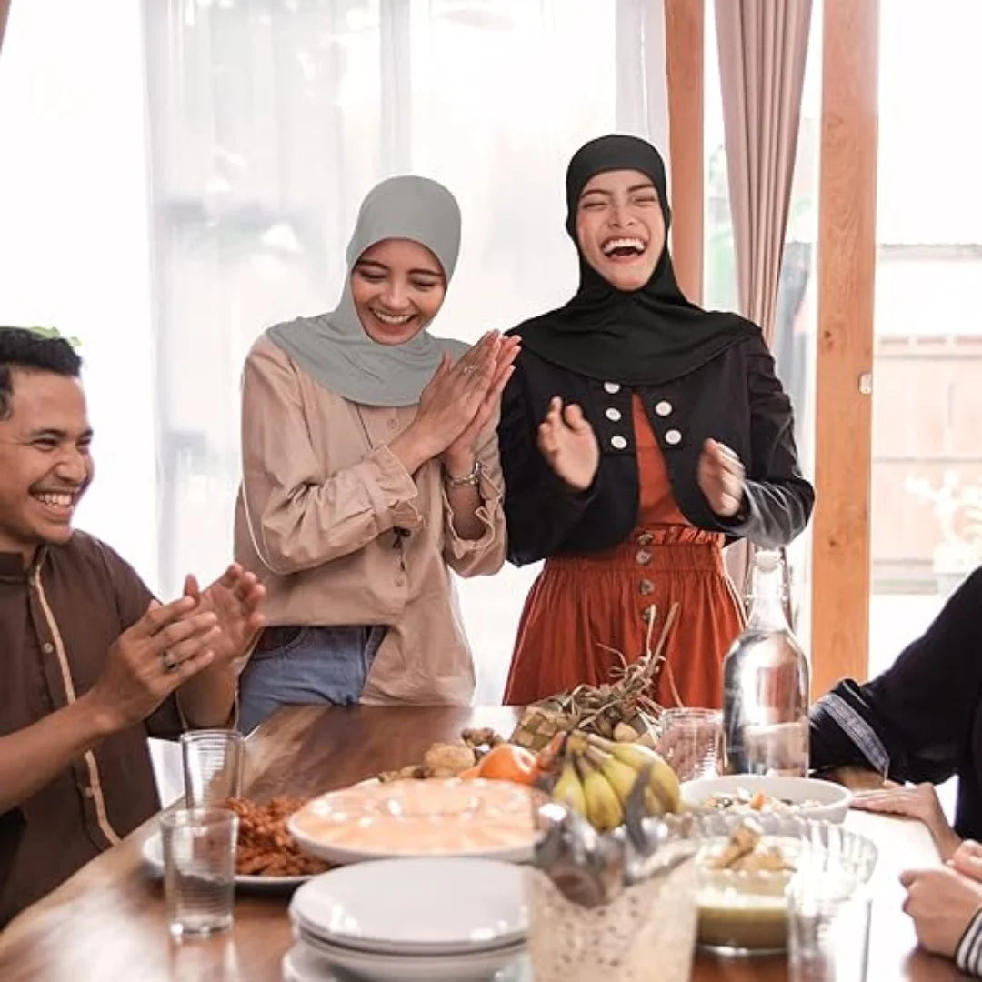 Modal Hijab Cap – Adjustable Muslim Stretchy Turban, Full Neck Coverage, 4-Pack