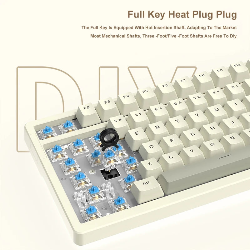 Ajazz AK992 98-Key Hot-Swap Wired Mechanical Gaming Keyboard – Multimedia Knob, USB
