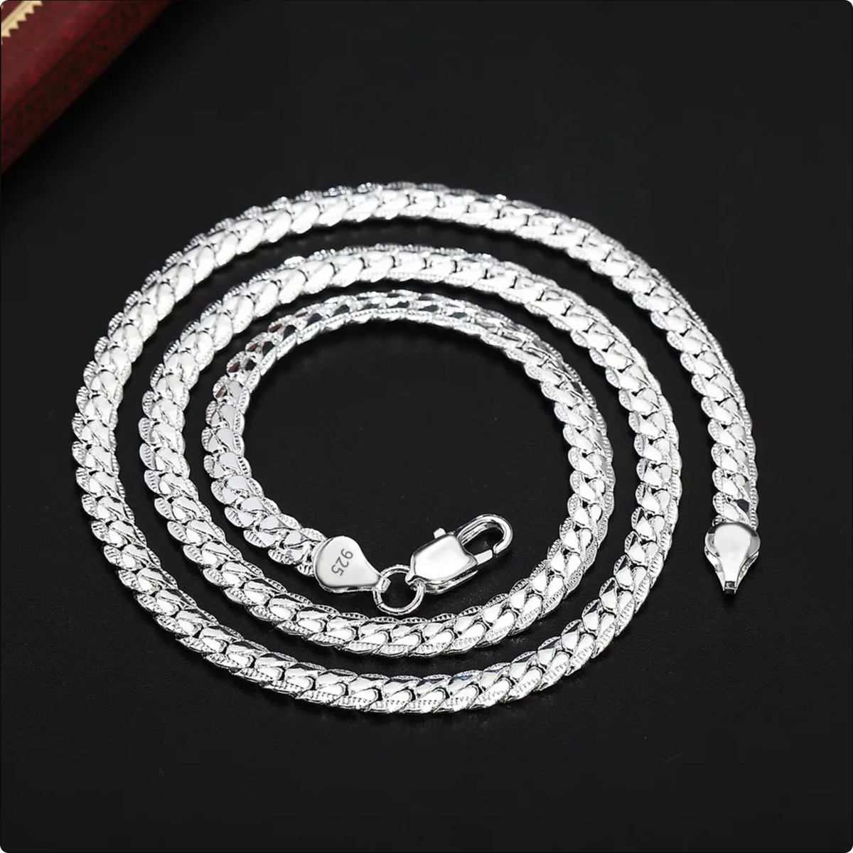 18K Gold & Silver Sideways Chain Necklace – 6mm, 40–60cm, Men’s & Women’s