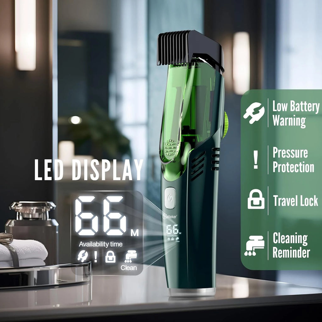 Solimpia Cordless Beard Trimmer with Built-In Vacuum – Rechargeable, IPX6 Washable