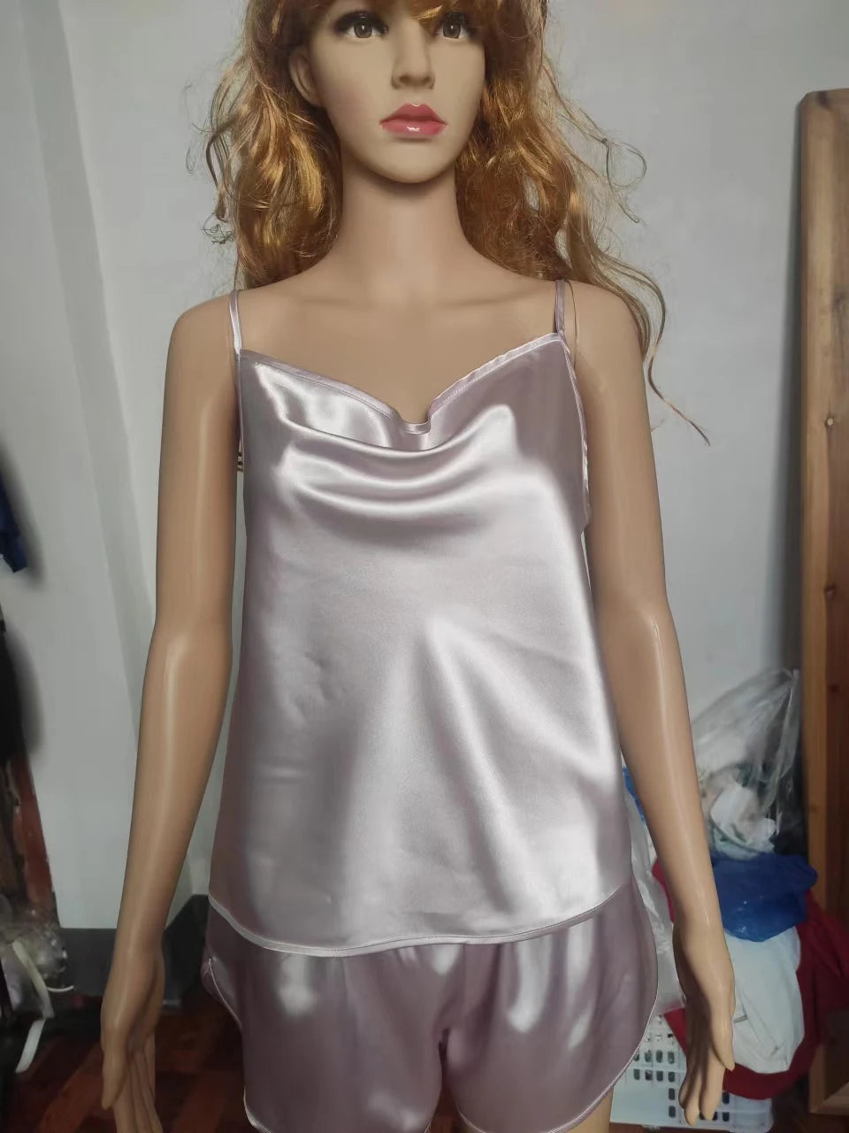 Women’s Satin Silk Cami Pajama Set – Top & Shorts, 7 Colors, Sizes S–XL