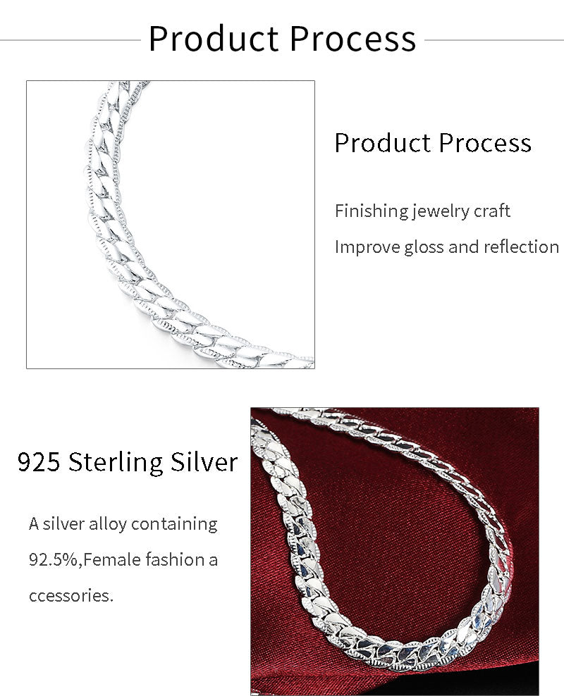18K Gold & Silver Sideways Chain Necklace – 6mm, 40–60cm, Men’s & Women’s