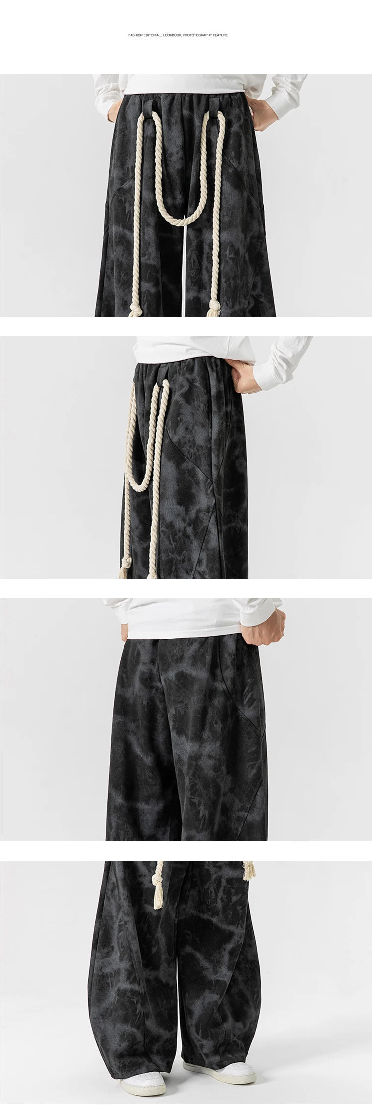 Unisex Wide Leg Printed Casual Streetwear Pants – Chinese Style, Sizes up to 5XL
