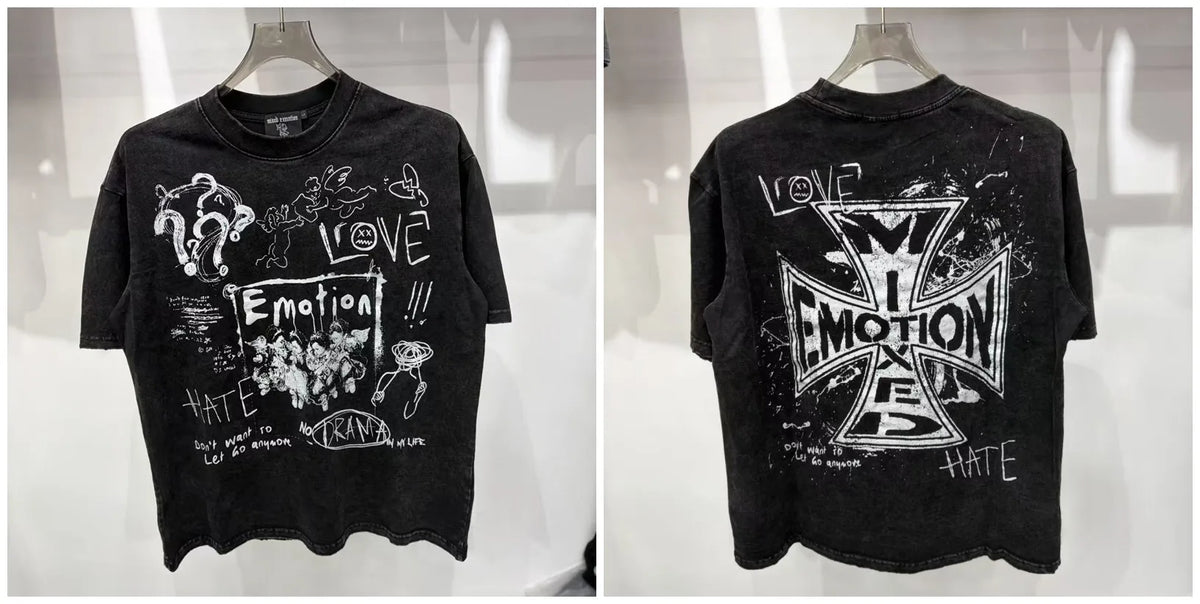 Mixed Emotion Rhinestone Oversized Cotton Tee