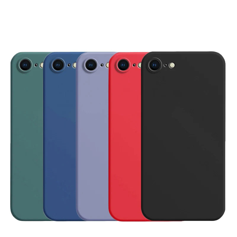 Shockproof Soft Silicone iPhone Case – For iPhone SE 2020/2022, 7, 8, 8 Plus, Luxury Liquid Cover