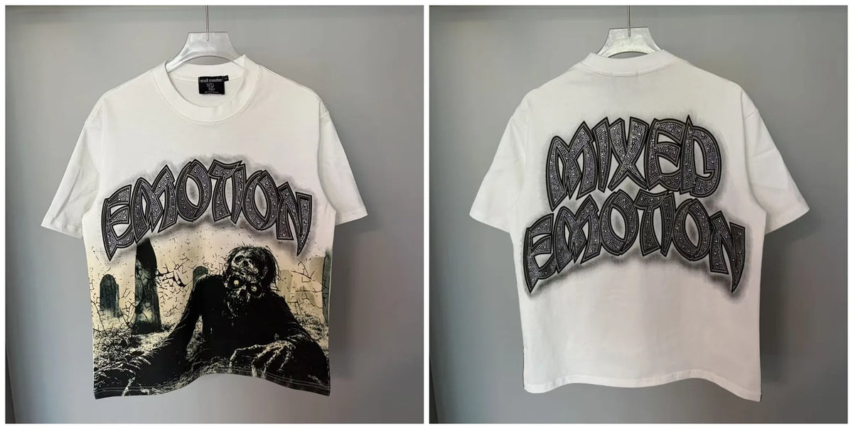 Mixed Emotion Rhinestone Oversized Cotton Tee