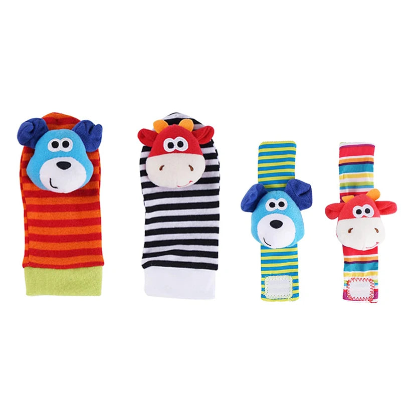 Baby Wrist Rattle & Foot Finder Sensory Toy Set – Black & White, Newborn Essential